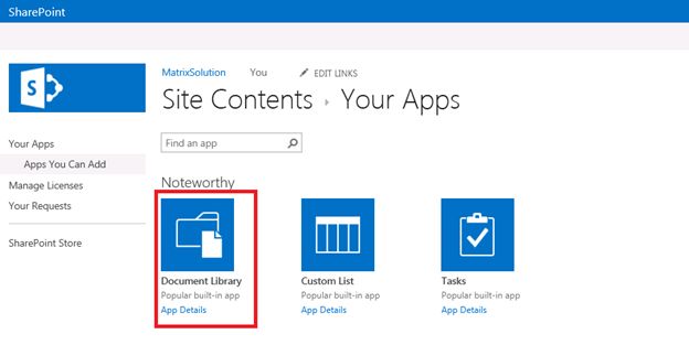 Document Library menu